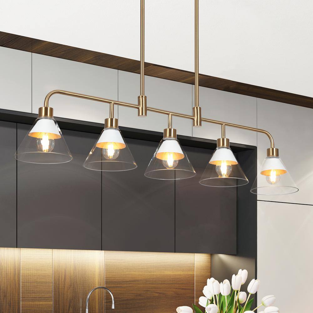 thumbnail image 2 of Modern Glass Globe Chandelier Mid Century Brass Branches Milky White Ball Lampshade Chandelier 2 of 14