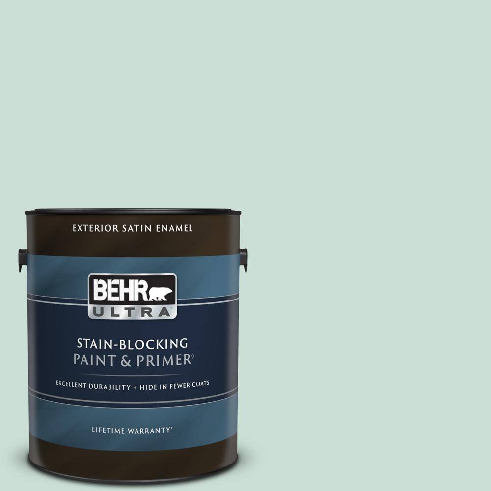 BEHR ULTRA 1 gal. M4302 Ice Rink Satin Enamel Exterior Paint & Primer 985001 The Home Depot