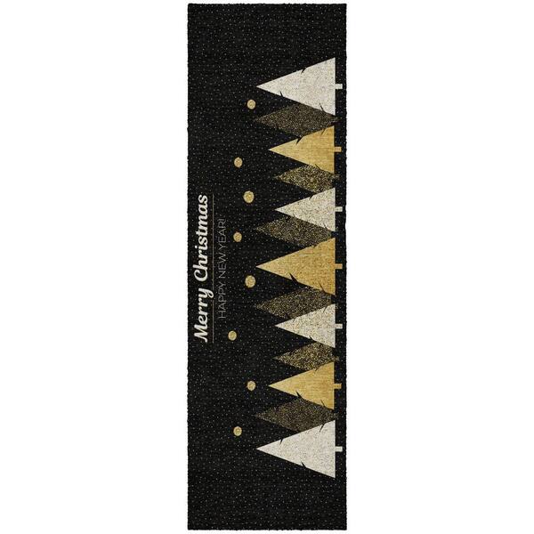 Dream Shag Premium Machine Washable Abstract ADS222 Midnight 2 ft. x 7 ft. Runner Rug