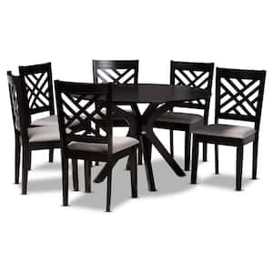 Norah 7-Piece Grey and dark brown Dining Set