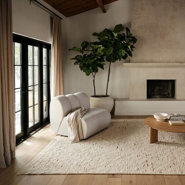 Frenshe Interiors JuJu Diamond Trellis Wool Ivory 10 ft. x 14 ft. Indoor/Outdoor Patio Area Rug