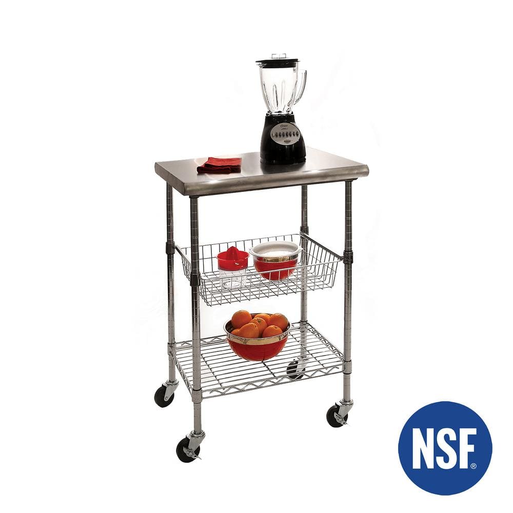 Stainless Steel Rectangular Kitchen Cart with Storage