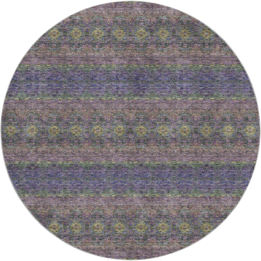Dream Shag Premium Machine Washable Abstract ADS615 Purple 8 ft. x 8 ft. Round Rug price history on PriceWatchPro