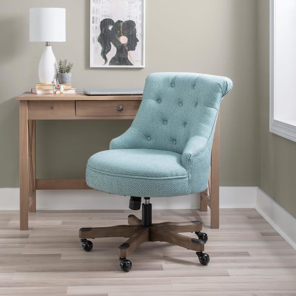 Linon Home Decor Sinclair Light Blue, White Wooden Desk Chair With Wheels