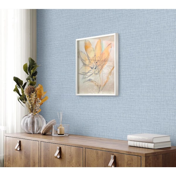 60.75 sq. ft. Sky Blue Harvest Twine Embossed Vinyl Unpasted Wallpaper Roll