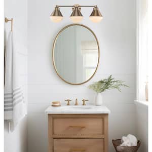 25.5 in. 3-Light Gold Bathroom Vanity Light Fixture with Opal Glass Shades