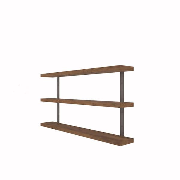 Intrinsic Haven Grace Rustic 30 in. W x 5.5 in. D Dark Brown Pine Wood Tiered Decorative Wall Shelf