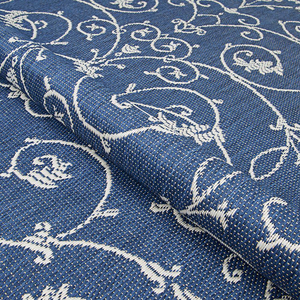 Ivory Indigo Classic Outdoor Rug, Synthetic 5'10" x 9'2"