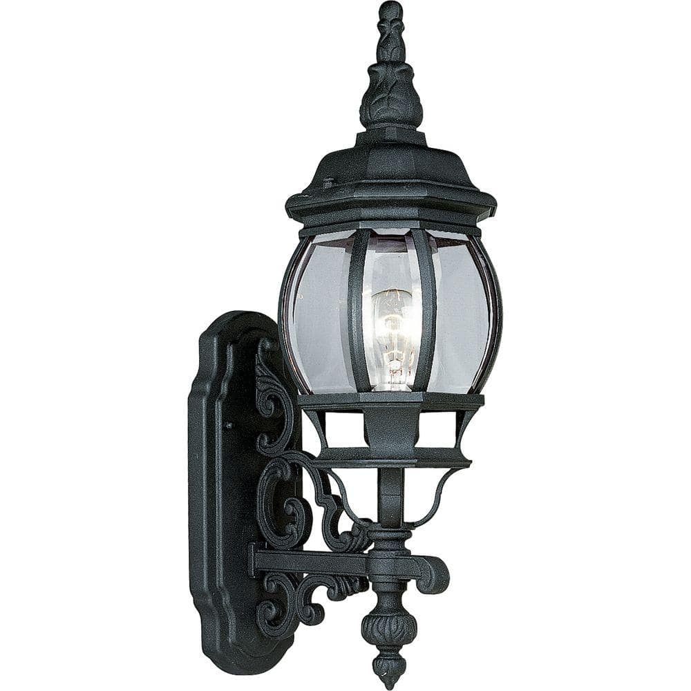Onion Lantern Collection 1-Light Textured Black Clear Beveled Glass Traditional Outdoor Wall Lantern Light price history on PriceWatchPro