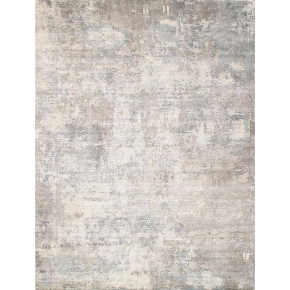 Elegance Abstract Gray Hand-Loomed Wool & Viscose 6' x 9' Rug
