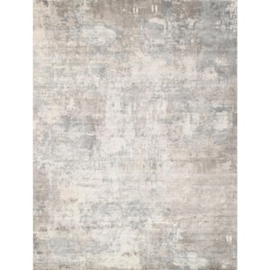 Beverly Grey 6 ft. x 9 ft. Abstract Bamboo Silk and Wool Area Rug