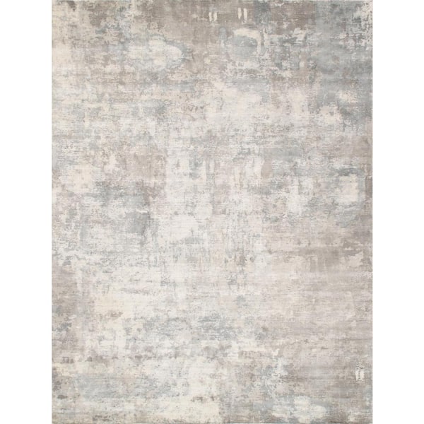 Pasargad Home Beverly Grey 6 ft. x 9 ft. Abstract Bamboo Silk and Wool Area Rug