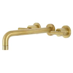 Manhattan 2-Handle Wall Mount Bathroom Faucet in Brushed Brass