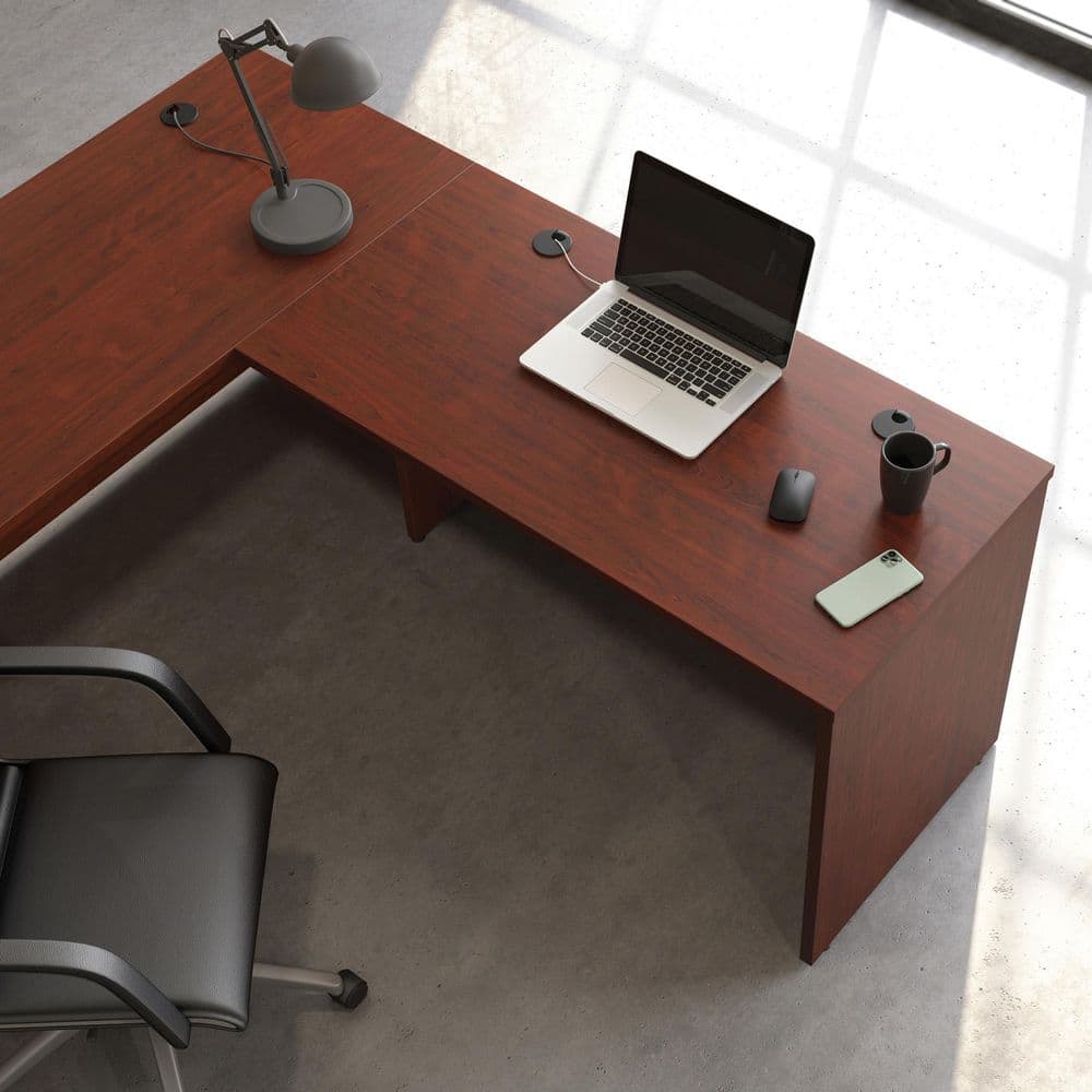 Classic Cherry Engineered Wood Executive Desk with Cord Management