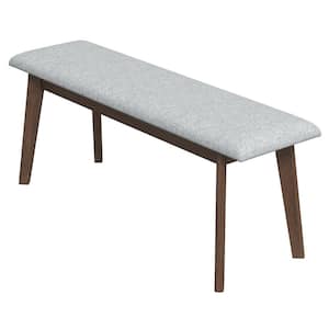 Aria Mid-Century Modern Gray Design Large Fabric Upholstered Dining Bench (18 in. H x 47 in. W x 13 in. D)