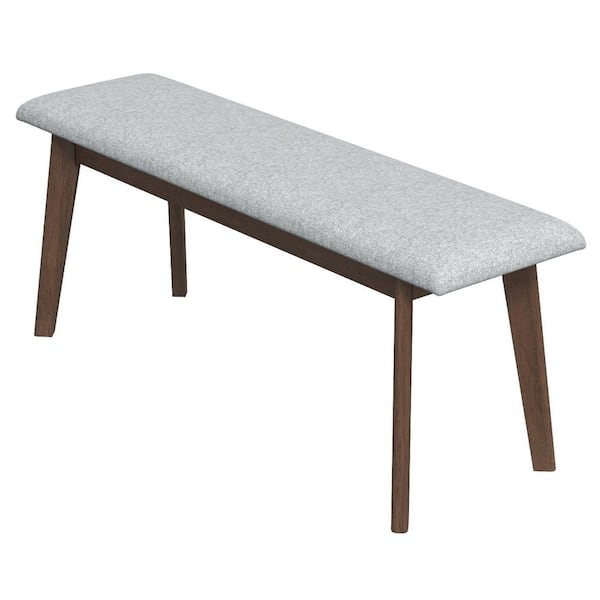 Ashcroft Furniture Co Aria Mid-Century Modern Gray Design Large Fabric Upholstered Dining Bench (18 in. H x 47 in. W x 13 in. D)