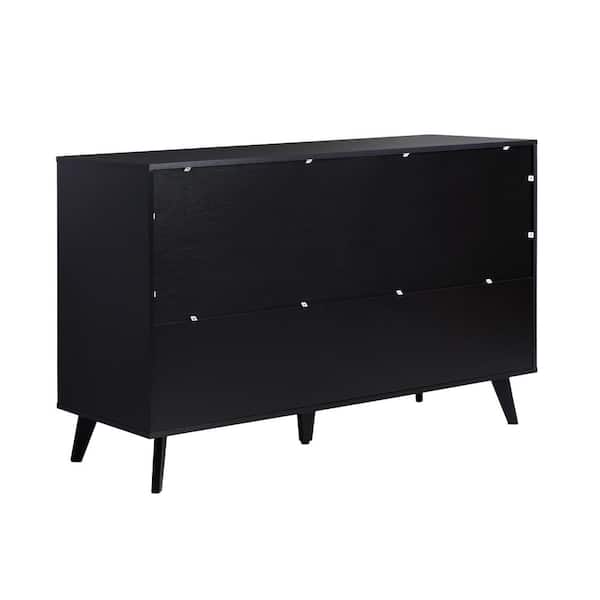 Walker Edison Furniture Company Modern Black 6-Drawer 52 in. Dresser with Cutout  Handles HD9883 - The Home Depot