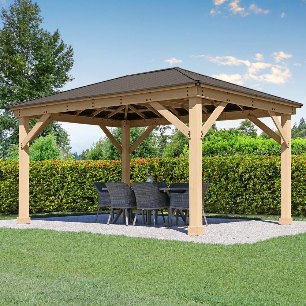 Meridian 12' x 16' Cedar Gazebo with Aluminum Roof