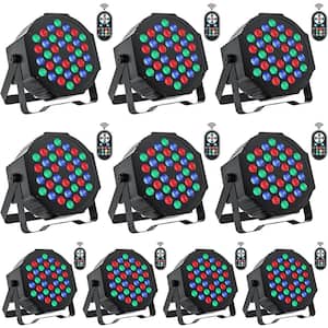 36 LED RGB Par Stage Lights, 7 Channel with Remote Control and DMX Controller Sound Activated Uplights (10-Packs)