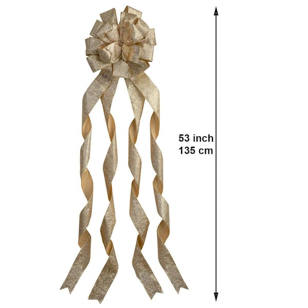 Carlendan Pack of 10 Gold Bows, Christmas Tree Decoration Bows, 9 Inches (Approximately 23 cm) Long and 9 Inches (Approximately 23 cm)