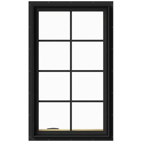 JELD-WEN 28 in. x 48 in. W-2500 Series Bronze Painted Clad Wood Left-Handed Casement Window with Colonial Grids/Grilles