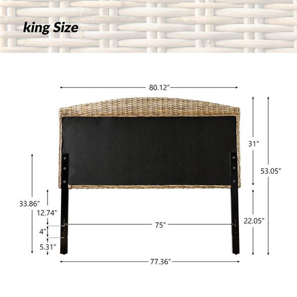 JAYDEN CREATION Cynthia Kubu King Rattan Headboard with Pre