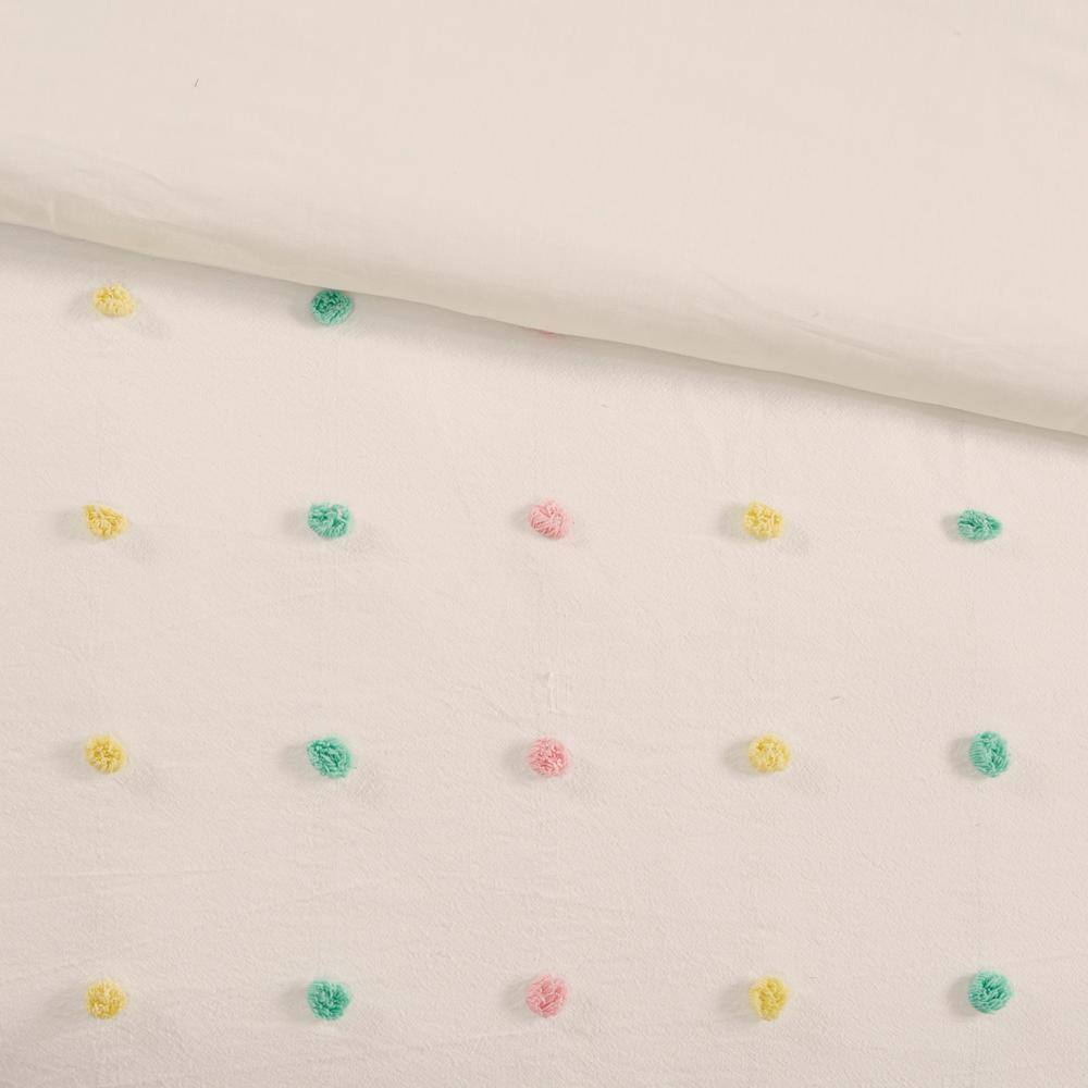 Callie Twin/Twin XL Cotton Jacquard Pom Pom Duvet Cover Set