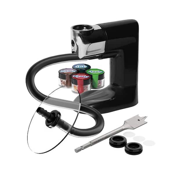 Handheld Black Metal Smoker Infuser Set for Food and Cocktails with Cup Cover and Wood Chips for Kitchen Use