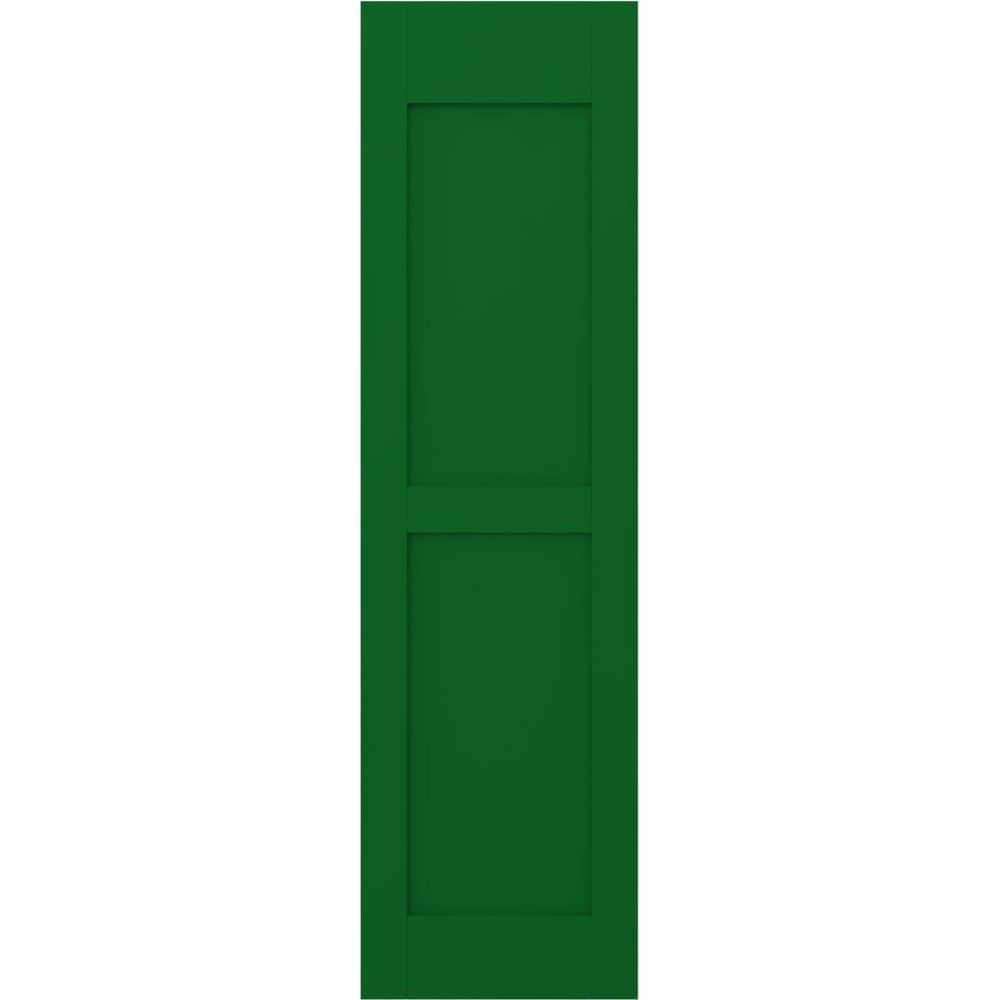 12 in. W x 56 in. H Americraft 2-Equal Flat Panel Exterior Real Wood Shutters Pair in Viridian Green price history on PriceWatchPro