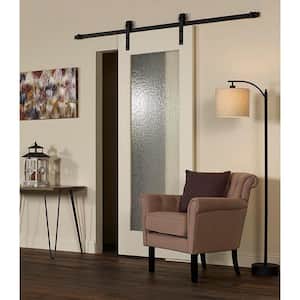 34 in. x 84 in. Timber Hill Rain Glass and Unfinished Pine Wood Sliding Barn Door Slab with Hardware Kit