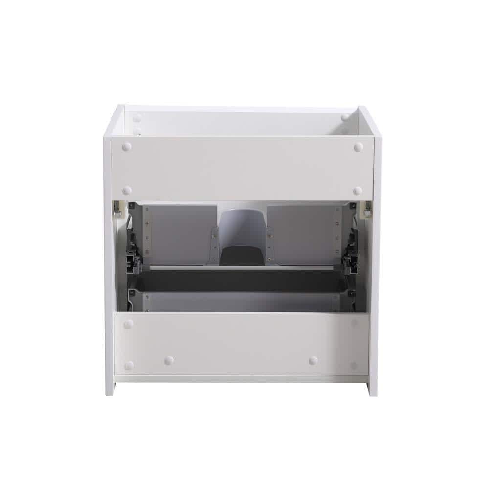 Glossy White 24" Solid Wood Wall-Mounted Modern Vanity Cabinet
