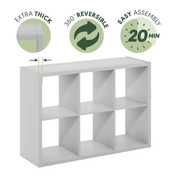 Furinno Cubicle 43.7 in. Tall Light Gray Wood 6 Shelf Open Back