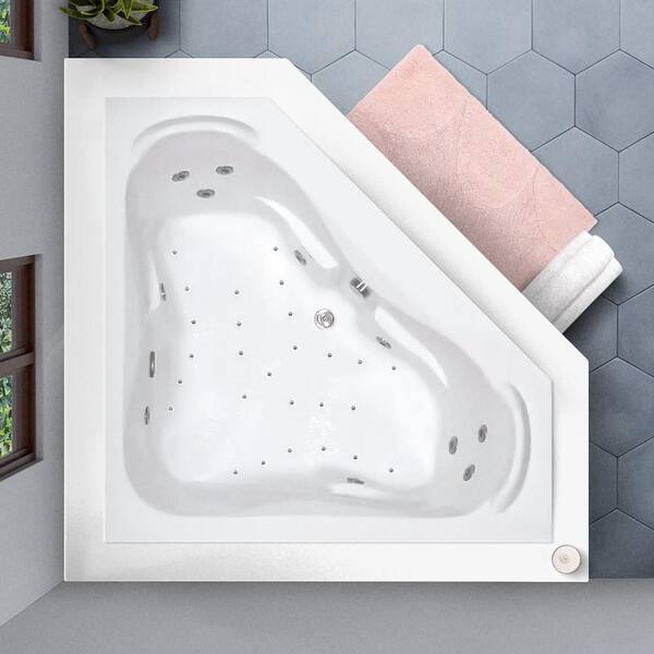 60 in. Corner Drop-in Air Bathtub in Biscuit 60 in. Corner Drop-in Air Bathtub in Biscuit
