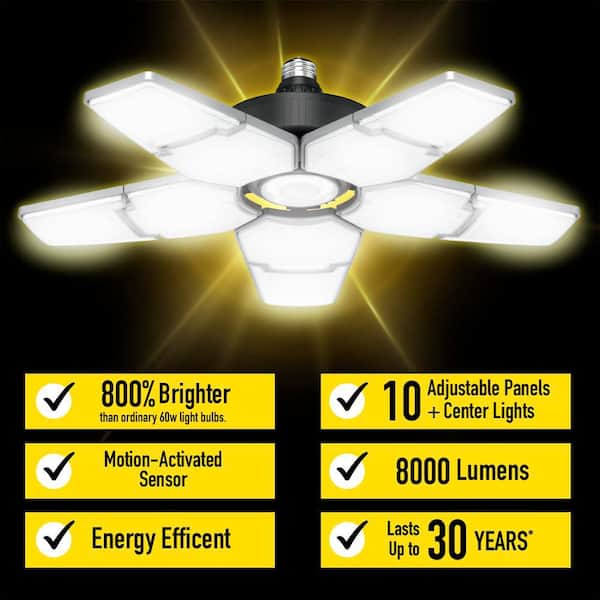 BEYOND BRIGHT 40-Watt Motion-Activated LED Garage Light with 10