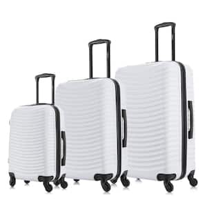 Adly Lightweight Hardside Spinner White 3-Piece Luggage set 20 in. x 24 in. x 28 in.