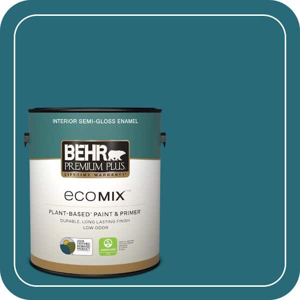 1 gal. #M470-7 Blue Stream Semi-Gloss Enamel EcoMix Plant-Based Interior Paint & Primer