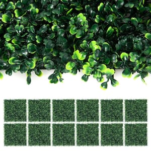 20 in. Green Artificial Panels in Boxwood 12-Pieces