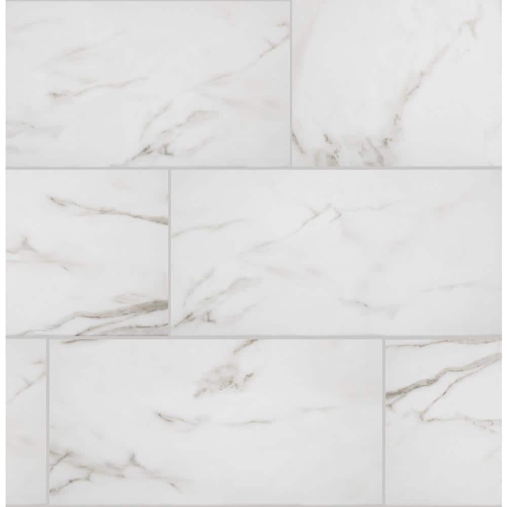 Florida Tile Home Collection Michelangelo Calacatta Rectified 12 in. x 24 in. Matte Porcelain Tile Sample, White/Matte -  CHDEZEN10SAM
