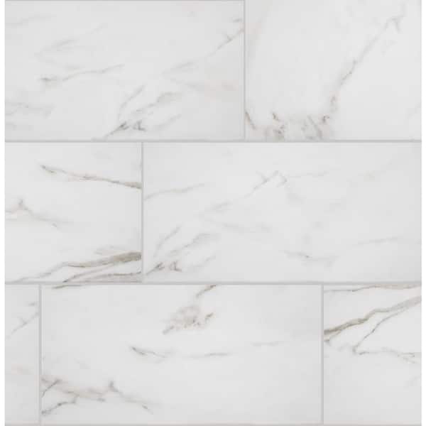 Florida Tile Home Collection Michelangelo Calacatta Rectified 12 in. x 24  in. Porcelain Floor and Wall Tile (13.3 sq. ft. /case) CHDEZEN1012X24