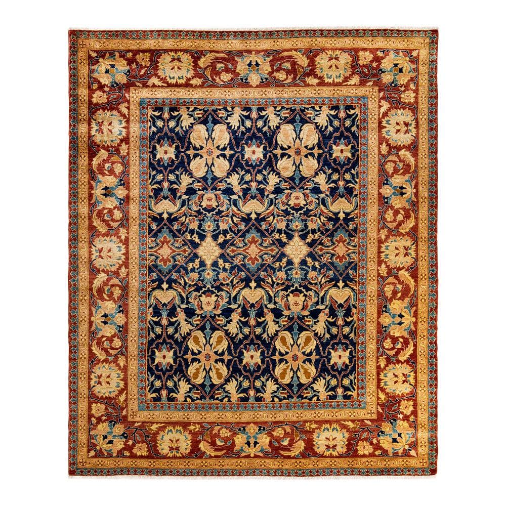 Solo Rugs One-of-a-Kind Contemporary Blue 8 ft. x 10 ft. Hand Knotted ...