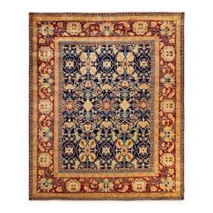 One-of-a-Kind Contemporary Blue 8 ft. x 10 ft. Hand Knotted Floral Area Rug