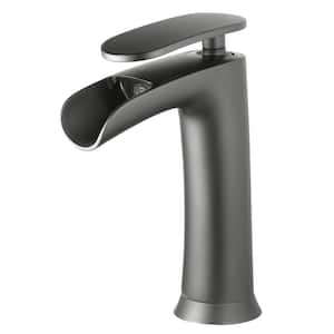 Single Handle 4" Centerset LED Bathroom Faucet with pop-up drain and deck plate in Matte Black