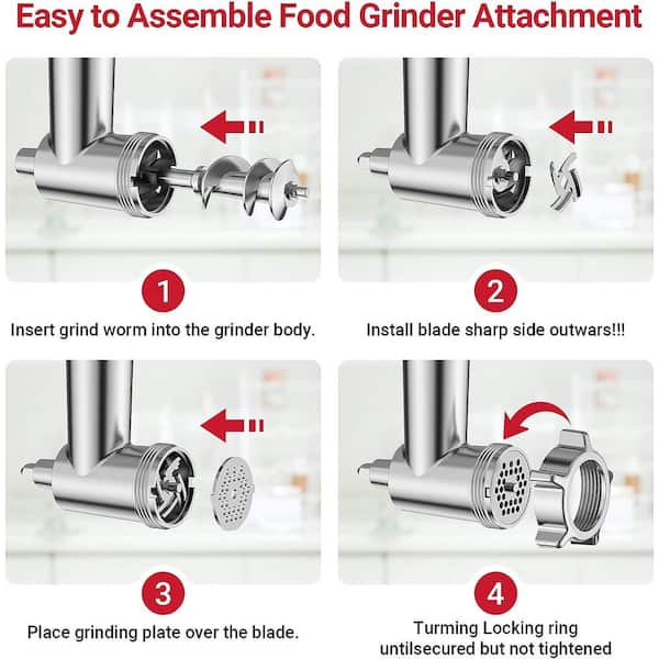  Meat Grinder Attachment for KitchenAid Stand Mixer, Stainless  Steel Food Grinder Attachments Kitchen Aid Mixers Replacement Accessories:  Home & Kitchen