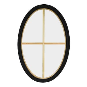 24 in. x 36 in. Oval Black 4-9/16 in. Jamb 2-1/4 in. Interior Trim 4-Lite Grille Geometric Aluminum Clad Wood Window