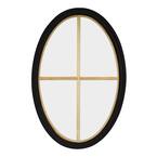 34 in. x 54 in. Oval Black 4-9/16 in. Jamb 3-1/2 in. Interior Trim 4-Lite Grille Geometric Aluminum Clad Wood Window