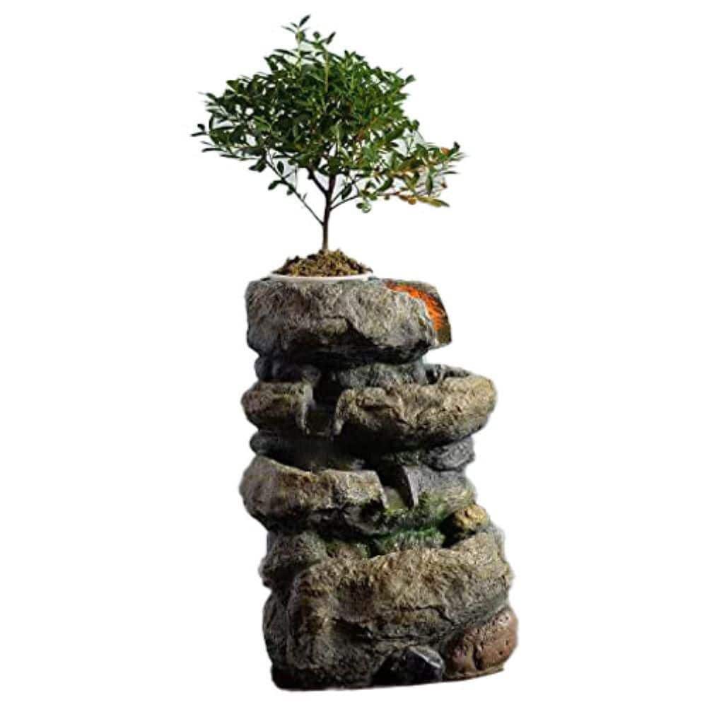 10in. Polyresin Rockery Indoor Fountain with LED Light and Plant Pot price history on PriceWatchPro