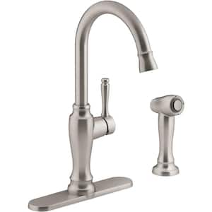 Arsdale Single-Handle Standard Kitchen Faucet with Swing Spout and Sidespray in Vibrant Stainless