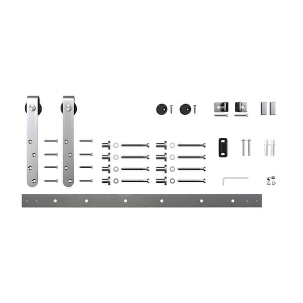American Pro Decor 5 ft. Stainless Steel Mini Sliding Rolling Barn Door Hardware Kit for Single Furniture Wood Doors