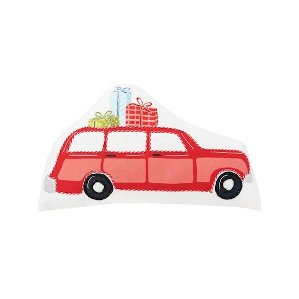 C&F Home Red Shaped Car With Gifts Christmas Throw Pillow