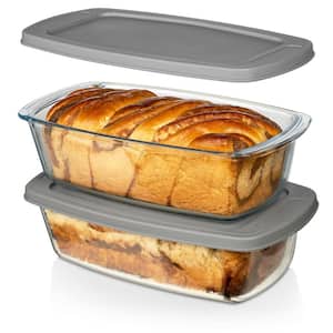 7.6 Cups Glass Loaf Pan with Lids Set of 2 - BPA free Airtight Lids Grip Handle Easy Carry, Loaf Pans For Baking Bread